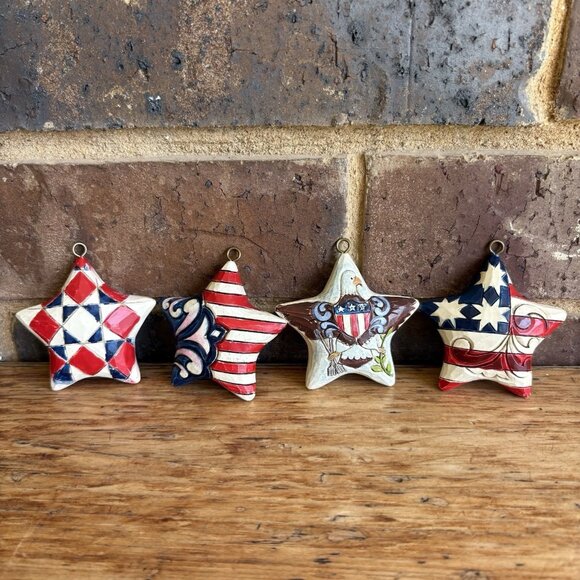 JIM SHORE STAR SPANGLED SPLENDOR Ornaments  SET/4 SUMMER PATRIOTIC - Picture 1 of 7